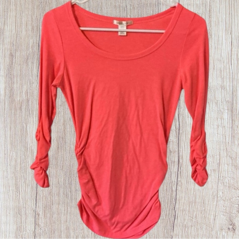 🌺Bozzolo Pink Ruched Long Sleeve & Sides Top